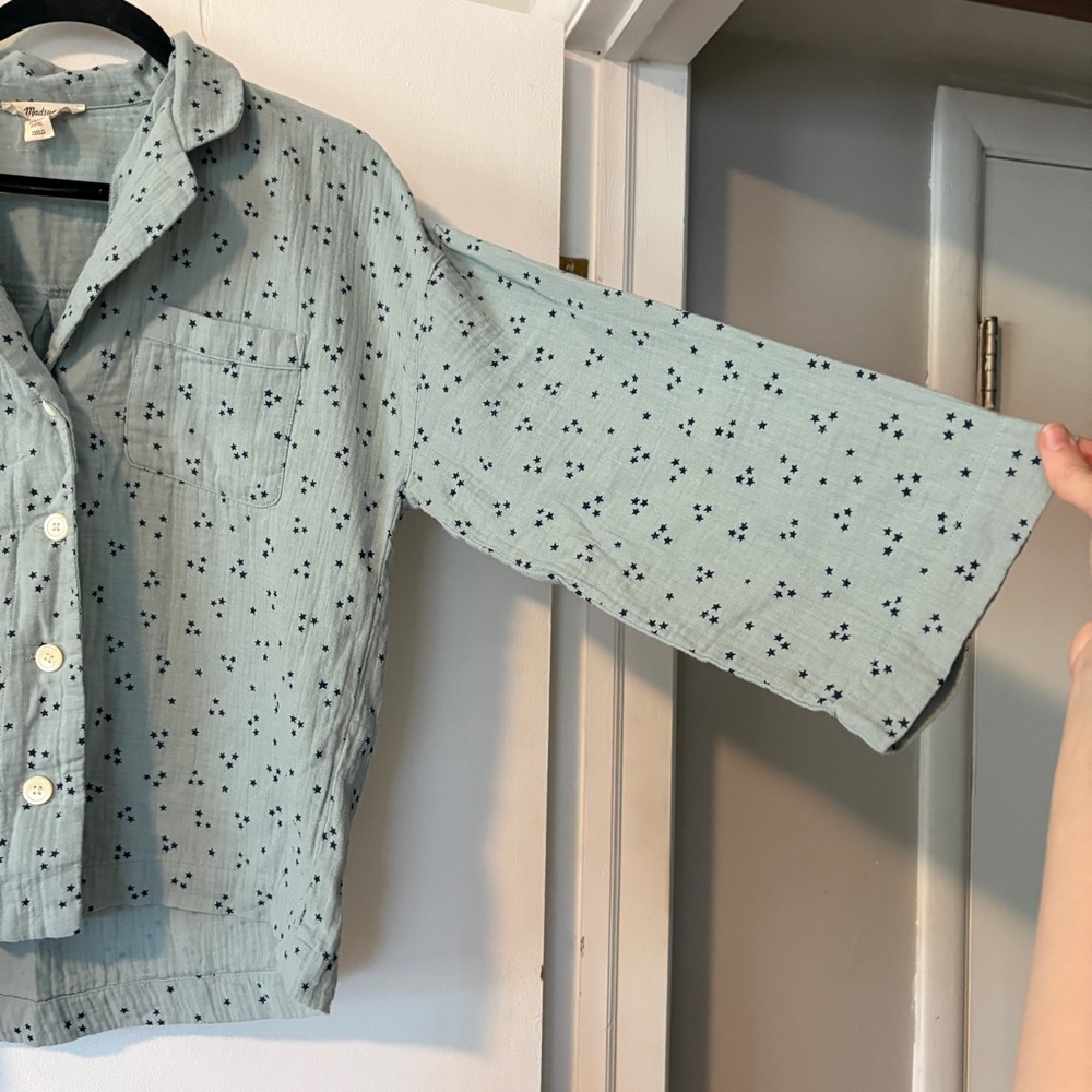 Madewell Lightestspun Pajama Shirt in Night Stars Medium 100% Cotton - Picture 5 of 11